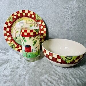 Vintage Thomson Pottery Country Home Farmhouse Cereal Bowl‎ Salad Plate Glass